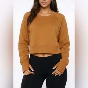 NEW - brown Ultra soft fleece sweatshirt, thumb holes, crew neck